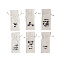 Hello Honey® 14" Natural & Black Quotations Cotton Wine Bag Set