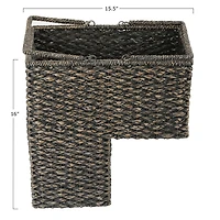 Hello Honey® 16" Bangkuan & Rattan Black Stair Basket with Handle