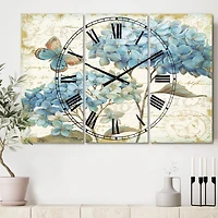 Designart Butterfly Blue Garden II Multipanel Wall Clock