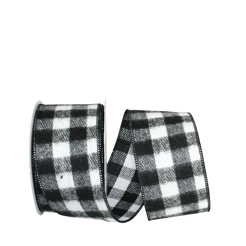 JAM Paper 2.5" x 10yd. Flannel Wired Edge Brushed Gingham Ribbon