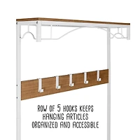 Honey Can Do White/Natural Coat Rack Bench