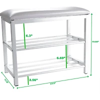 Mind Reader 3-Tier White Shoe Bench with Seat