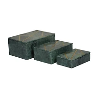Green Marble Box with Gold Lines Set