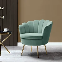 Karat Home Laura Contemporary & Classic Velvet Barrel Chair with Channel Tufted Back