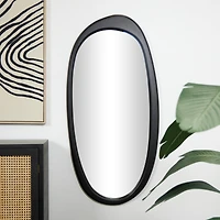 51" Black Wooden Abstract Oval Framed Wall Mirror