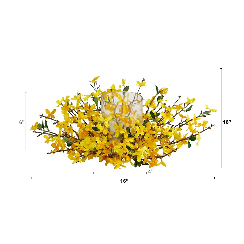 16" Artificial Forsythia Candelabrum