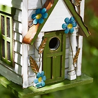 Glitzhome® 20" White & Green Distressed Wood 3-Story Villa Birdhouse
