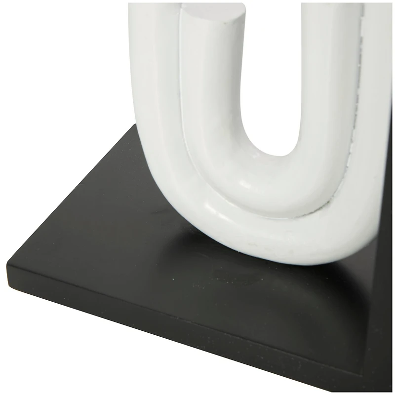 7" White MDF Abstract Layered U-Shaped Bookends with Black Stands Set