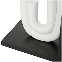 7" White MDF Abstract Layered U-Shaped Bookends with Black Stands Set