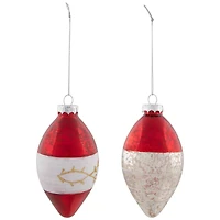 9ct. 3.25" 2-Finish Silver, Red & Green Glass Ornaments