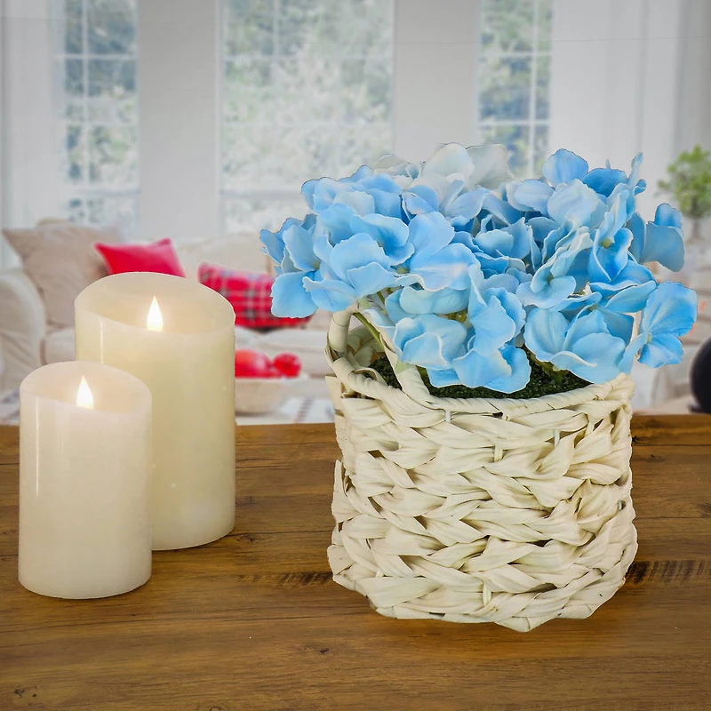 10" Hydrangea Bouquet in Natural Basket
