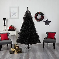 7ft. Pre-Lit Black Artificial Christmas Tree, Clear LED Lights