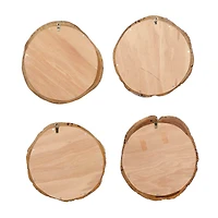 13" Brown Teak Wood Rustic Wall Mirror, 4ct.