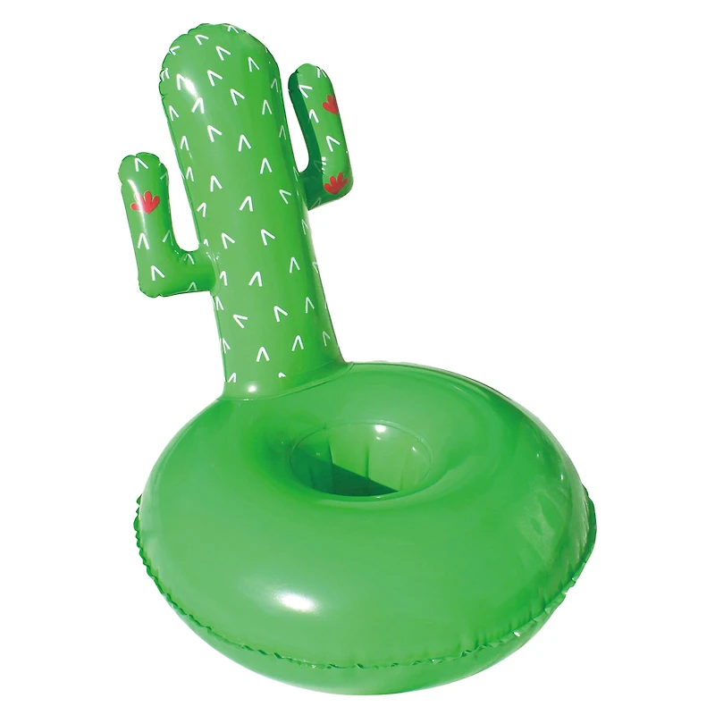 18" Green Cactus Inflatable Swimming Pool Floating Drink Holder