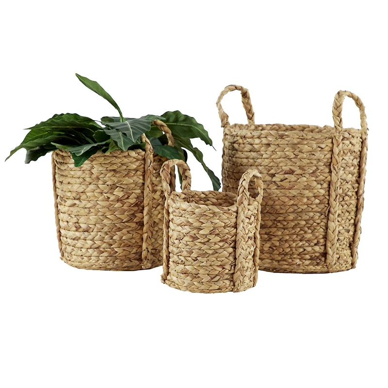 Natural Seagrass Basket Planter Set