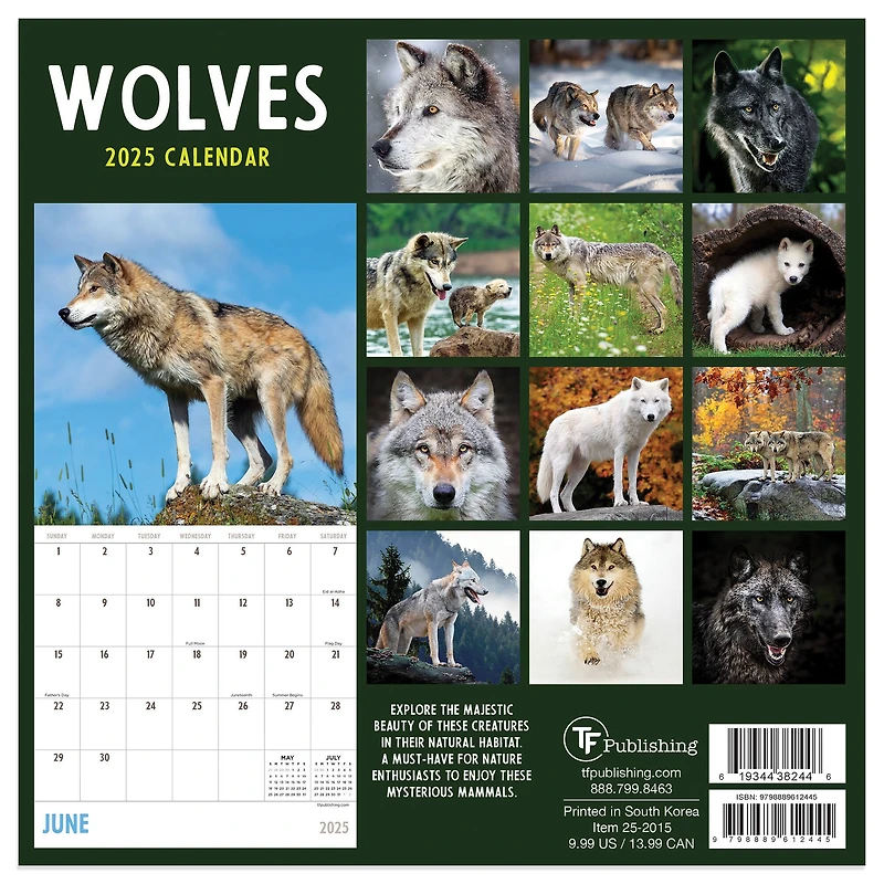 TF Publishing 2025 Wolves Mini Calendar