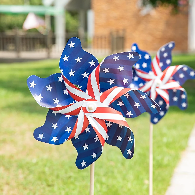 Glitzhome® 43.2" Stars & Stripes Patriotic Windmills, 4ct.