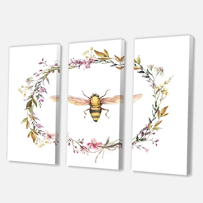 Designart - Bee In Wildflowers Wreath