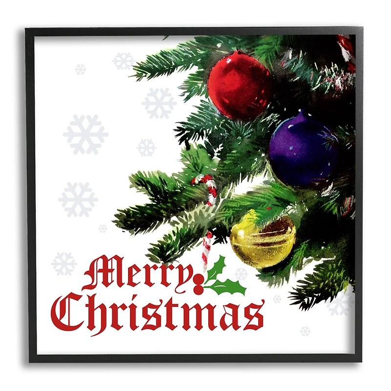 Stupell Industries Merry Christmas Snowflake Pattern Framed Giclee Art
