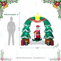 Glitzhome® 7ft. LED Lighted Inflatable Santa Skiing under Tree Arch Décor