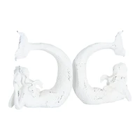 Hello Honey® Distressed White Stone Mermaid Bookends Set