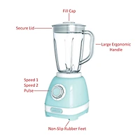 Brentwood 2 Speed Retro Blender with 50oz. Plastic Jar