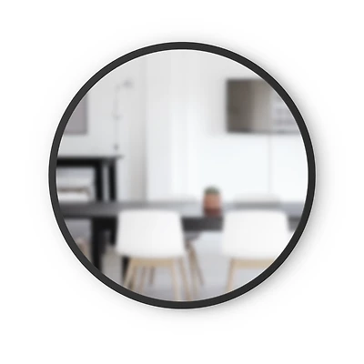 Umbra 24" Black Hub Decorative Round Wall Mirror