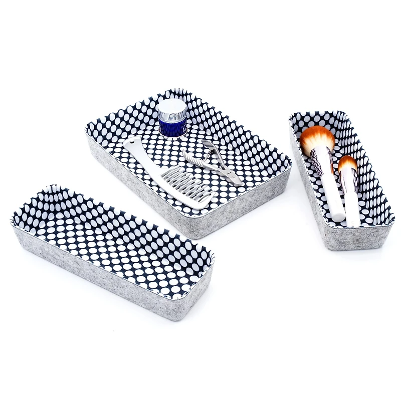 Welaxy Felt 3 Piece Polka Dot Drawer Organizer Set