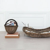 Hello Honey® 14" Brown Antique Finish Hand-Woven Wicker Basket