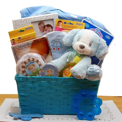 Puppy Love New Baby Boy Gift Basket