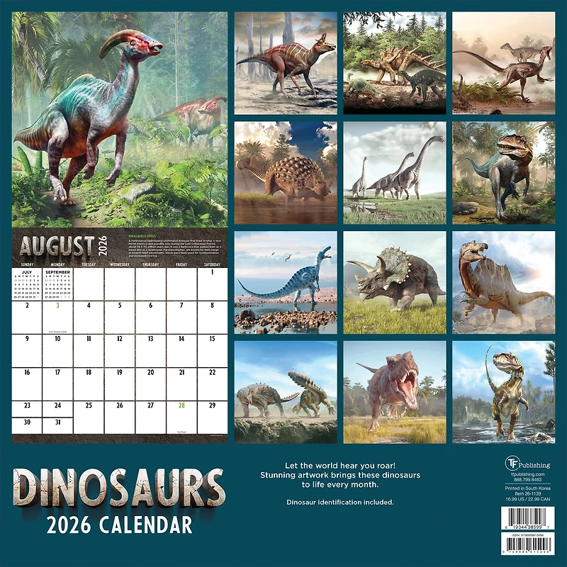 2026 Dinosaurs Wall Calendar
