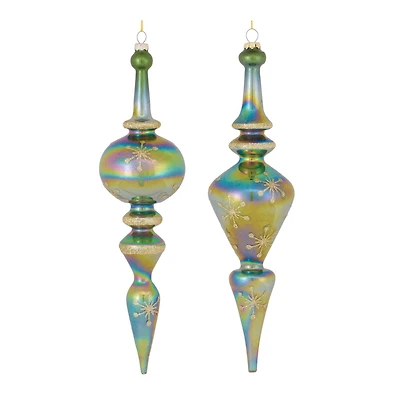 4ct. 13" Iridescent Glass Finial Drop Ornaments