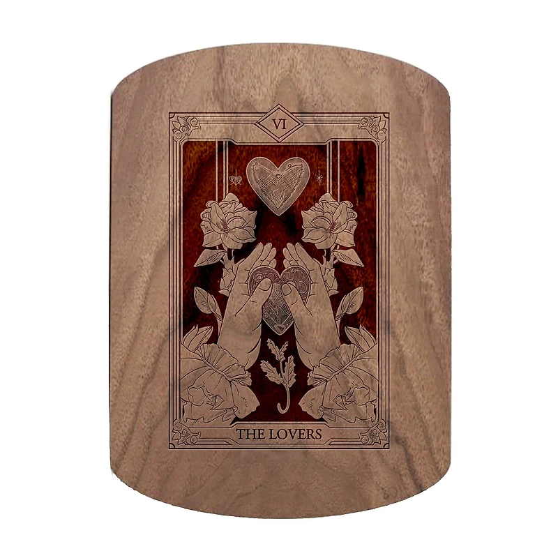 11" x 8" The Lovers Tarot Walnut Oval Cutting Board