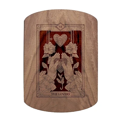 11" x 8" The Lovers Tarot Walnut Oval Cutting Board