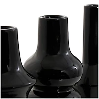 Black Ceramic Abstract Bubble Ribbed Vase Set