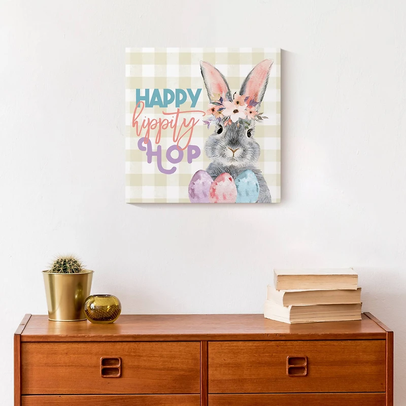 Happy Hippity Hop 12" x 12" Canvas Wall Art