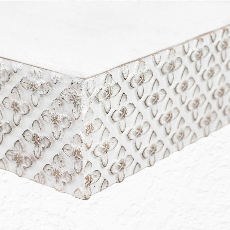 Rustic Embossed Wood Floating Wall Shelf