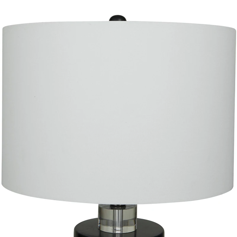 Black Marble Thick Stand Table Lamp with Drum Shade 15" x 15" x 24"