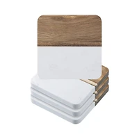 Craft Express 3.93" x 3.93" Coaster Marble & Wood Laserable Square, 4ct.