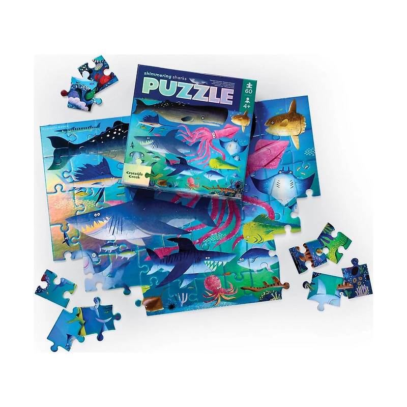 Shimmering Sharks Holographic Foil Puzzle: 60 Pcs