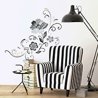 RoomMates Black & White Flower Scroll Peel & Stick Wall Decals