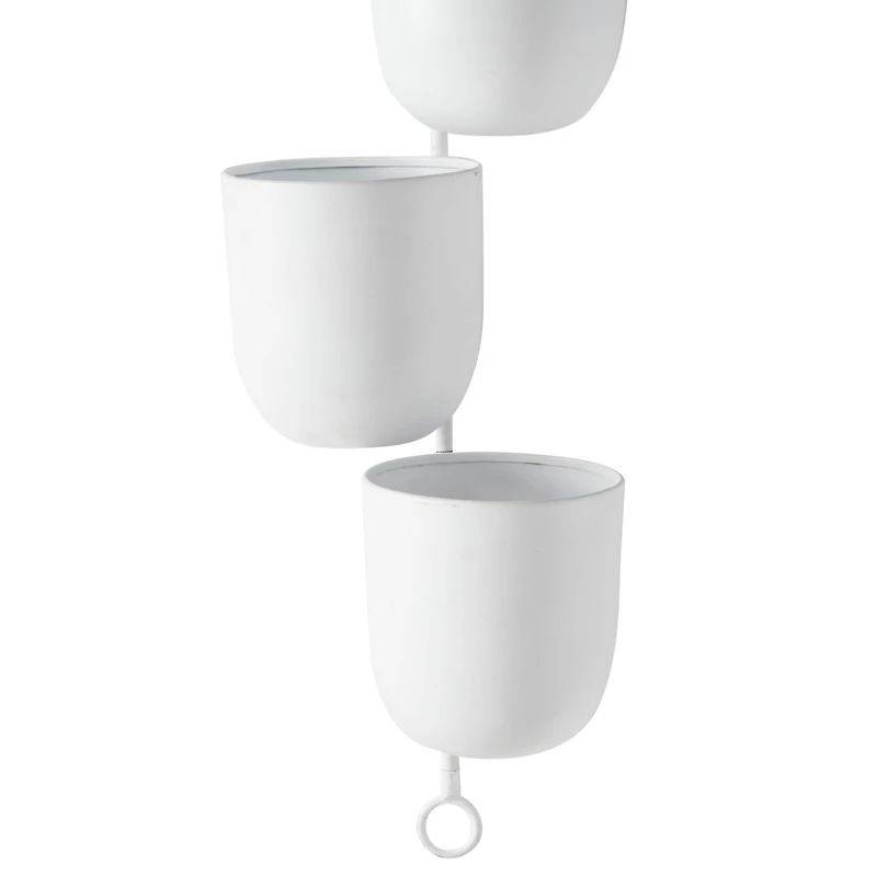 25" White Metal Contemporary 3-Pot Hanging Planter