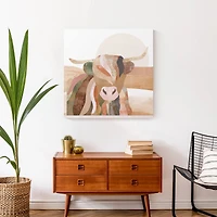 Boho Highland Cow 24" x 24" Canvas Wall Art