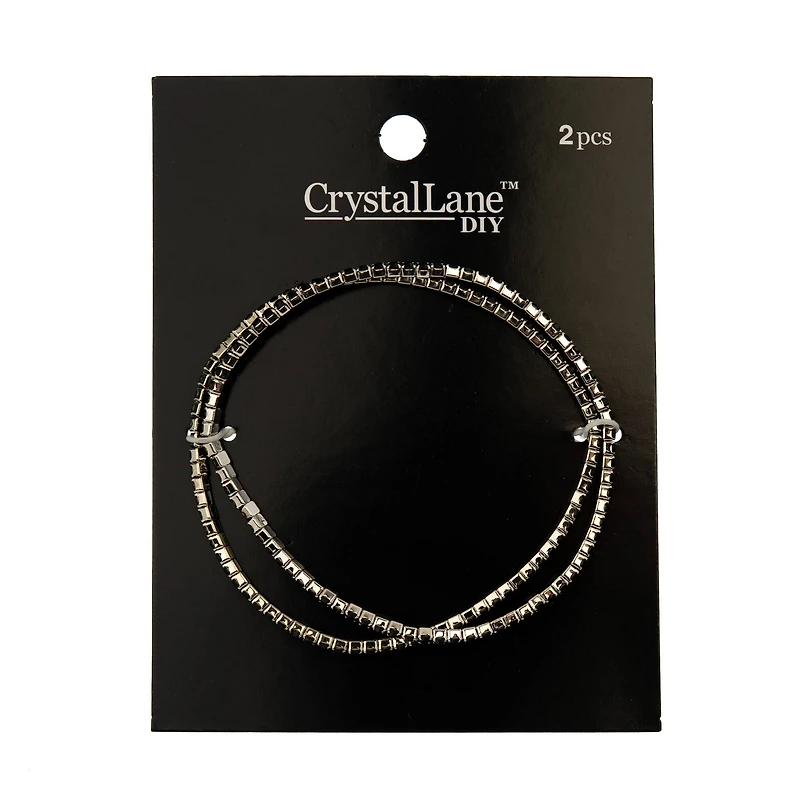 Crystal Lane DIY Silver & Jet Black Rhinestones Bracelets, 2ct.