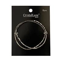 Crystal Lane DIY Silver & Jet Black Rhinestones Bracelets, 2ct.