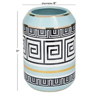 Teal Stoneware Modern Vase, 11" x 8" x 8"