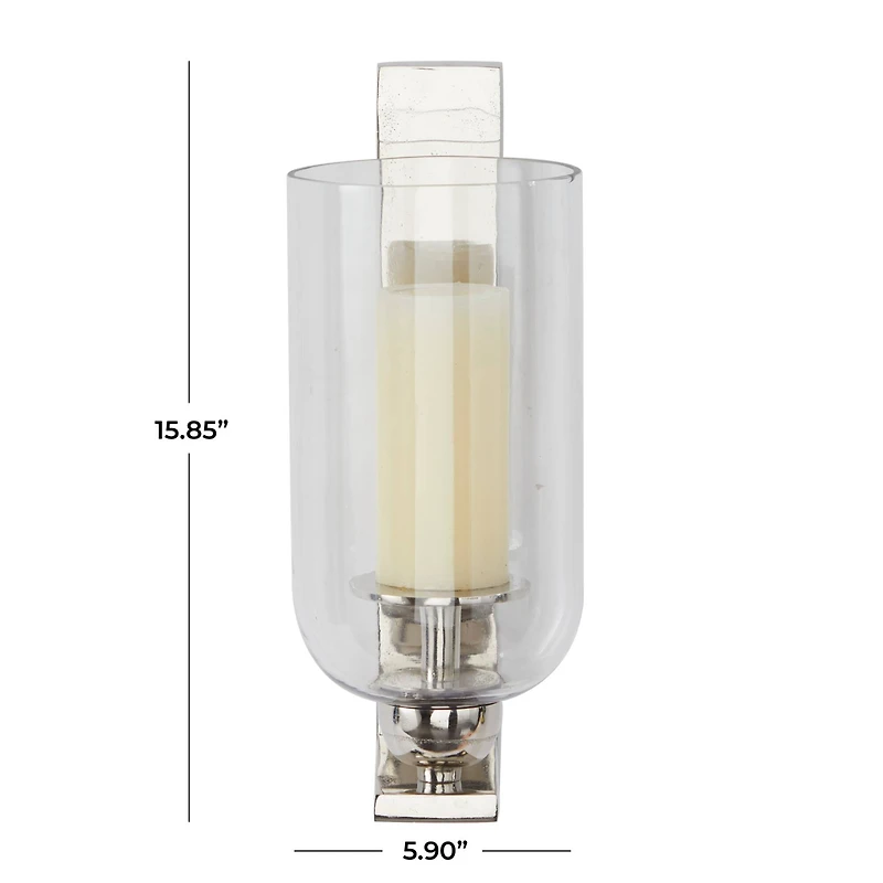 Silver Aluminum Modern Wall Sconce, 6" x 8" x 16"