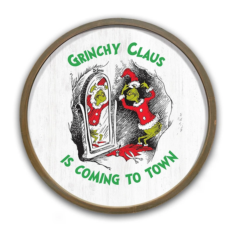 20" The Grinch Grinchy Round Framed Print