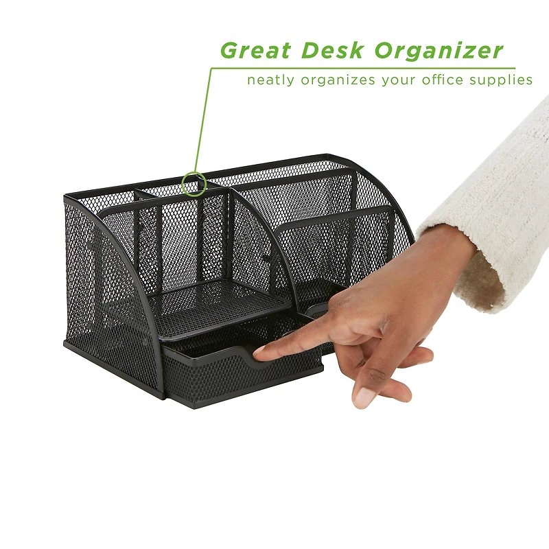 Mind Reader 7-Compartment Desk Organizer Supplies & Accessories Storage