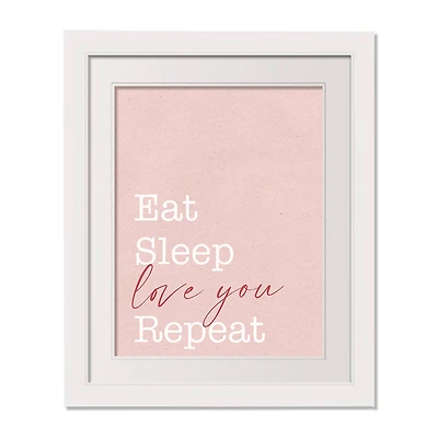 16" x 20" Eat Sleep Love White Framed Print Wall Art